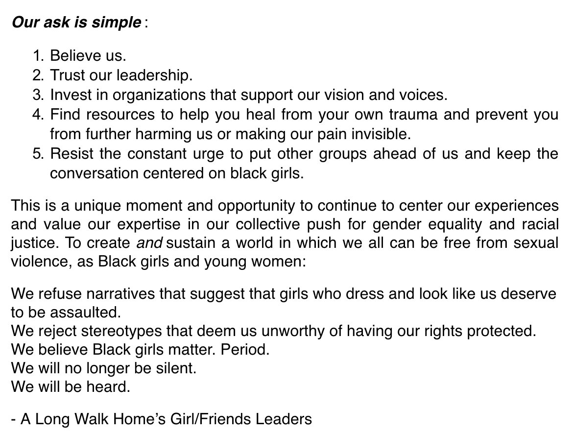 Black Girls Respond: A Statement of Solidarity from A Long Walk Home’s Girl/Friends for the Young Women in “Surviving R. Kelly,' Chicago, IL
#SurvivingRKelly #BlackGirlsLead #Chicago