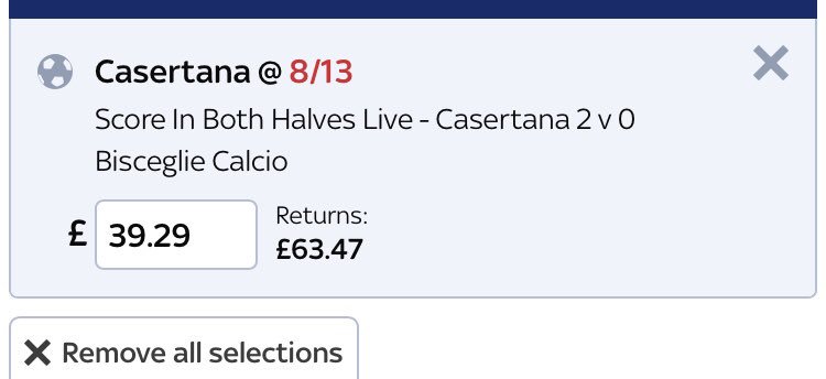 StatsSay's tweet image. Bet 2

We are off to..... Italy 🇮🇹 

Away team have a habit of conceding in the second half. Home team absolutely dominating 🔥

#bookiekiller #bookiebasher #bookie #skybet #football #soccer #bet #betting #bets #tip #tips #tipster