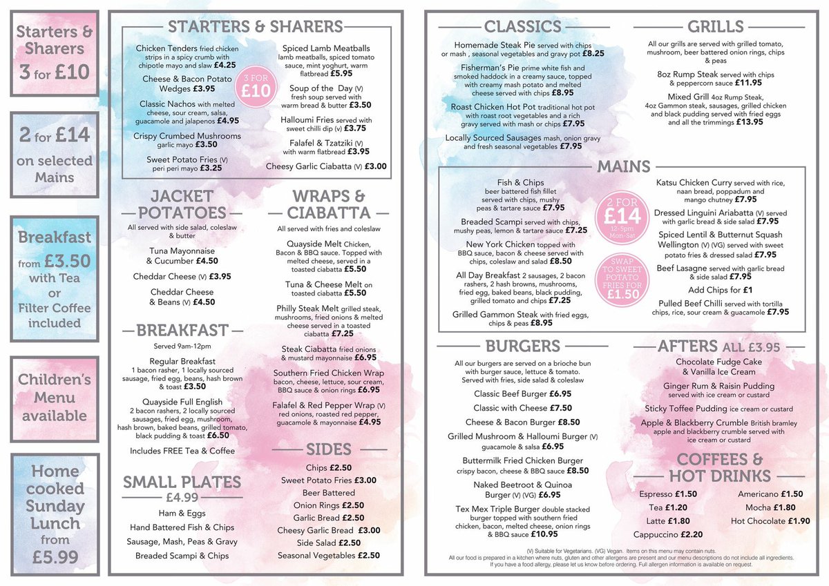 New menu in the Quayside #freshfood  #localfood #newmenu #cheshire #northwich #quayside