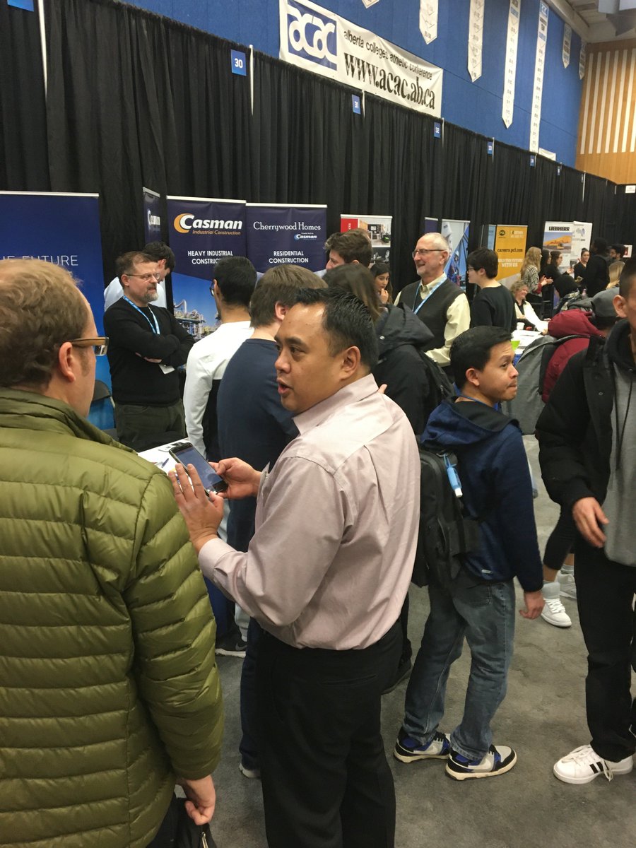 ASETMat's tweet image. We had a great turnout yesterday! Here we have ASET staff and volunteers talking to technologist students at the @NAIT #CareerFair. #Careers
