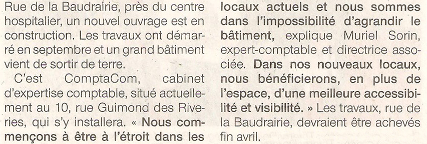 comptacom's tweet photo. Des nouvelles du futur cabinet ComptaCom à Mayenne dans le @OuestFrance53 ! #construction #ComptaCom #Mayenne https://t.co/dC4TORxmqZ
