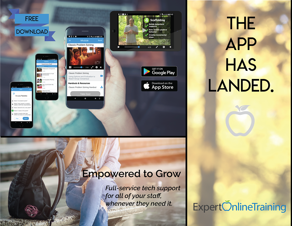 kurtzmckinnon's tweet photo. As a proud member of the @ExpOnTraining faculty, I'm excited to share that there's now an APP for our video modules for both iOS and Android! Staff training on the go is a total #summercamp game changer!! #campleadership #camppros https://t.co/NQPVbnY8xT