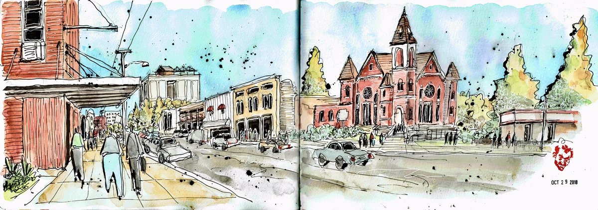 mikemcswainarch's tweet photo. #texasstreet #shreveport #louisiana #downtown #antiochchurch #calintheanlodge #urbansketchers #urbansketch #usk #sketch #sketchbook #art #painting #watercolor #watercolorpainting #watercolorsketch #watercolorsketchbook #drawing #aquarelle #aquarellepainting #noodlersink #lamy https://t.co/L00wGzsQs9