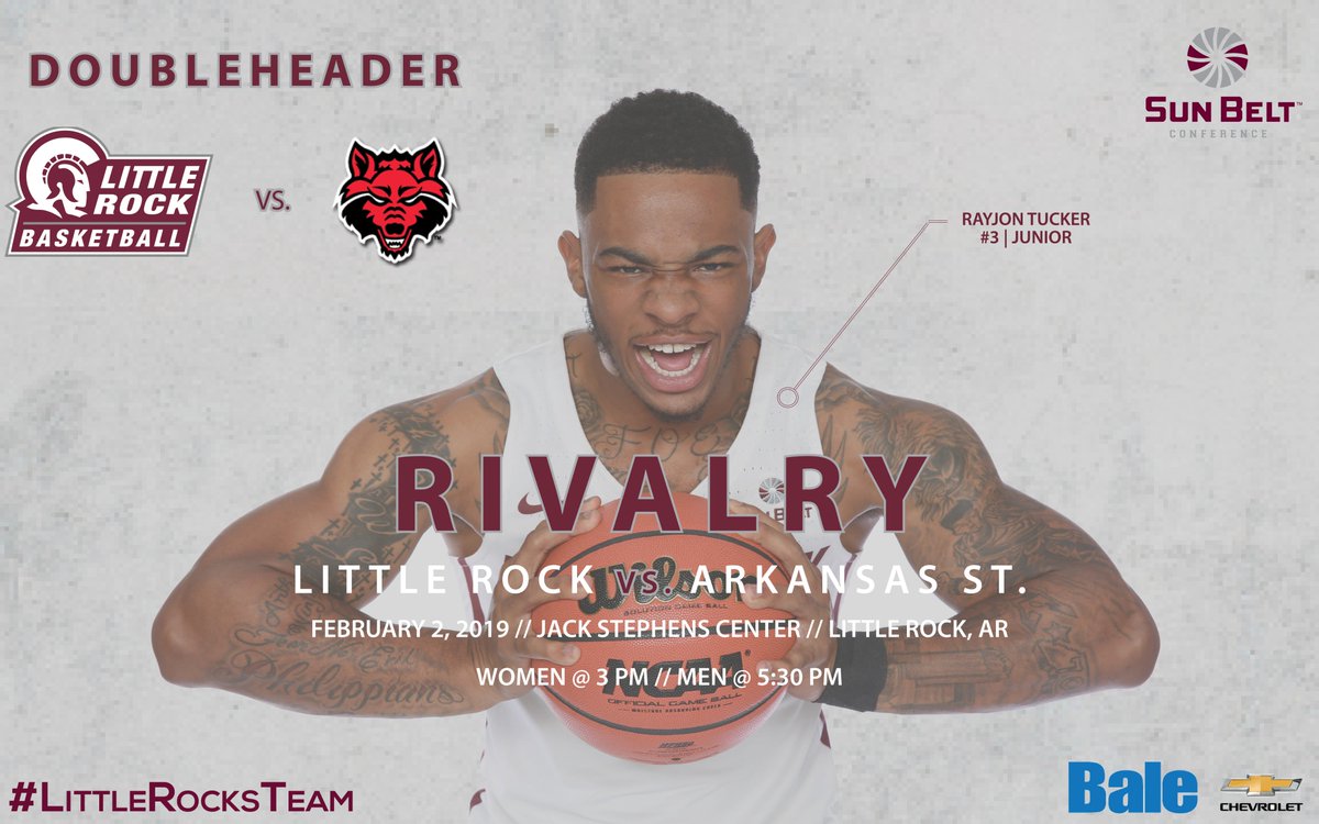 LRTrojans's tweet image. It's time to PACK THE JACK!! #LittleRocksTeam takes on Arkansas State February 2nd from the Jack Stephens Center with @LittleRockWBB tipping off at 3:00 and @LittleRockMBB following at 5:30! Make sure you get your tickets today!

web.ovationtix.com/trs/pe.c/10295…