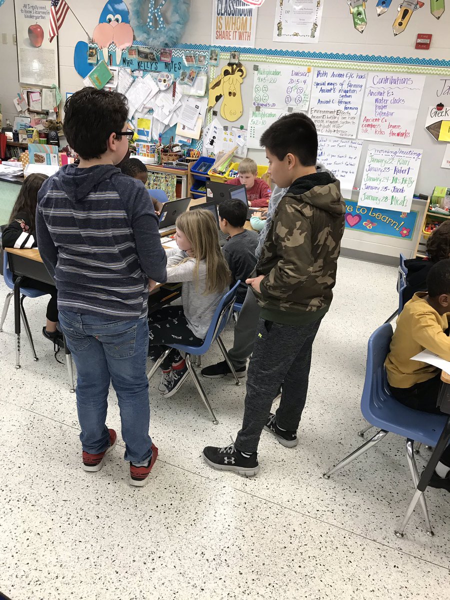 KSWeisenbeck's tweet photo. Our 3rd graders are coding a virtual museum for Egypt and China with help from some of our 5th graders! It was amazing to witness 5cs in action!! @cbrogangrt @ChalktalkKelly #Vbits @JulietRickman #woodstockES @vbschools https://t.co/zRbKVmA1AQ