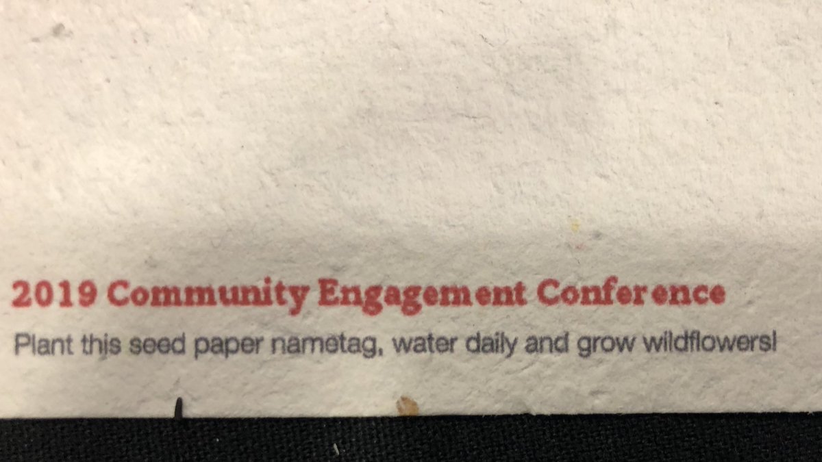Booker_OSU's tweet photo. Name tags at the @OhioState Community Engagement Conference can be planted and grow wildflowers.  #OSUengages #livethebrand https://t.co/RFBTFhbMzQ