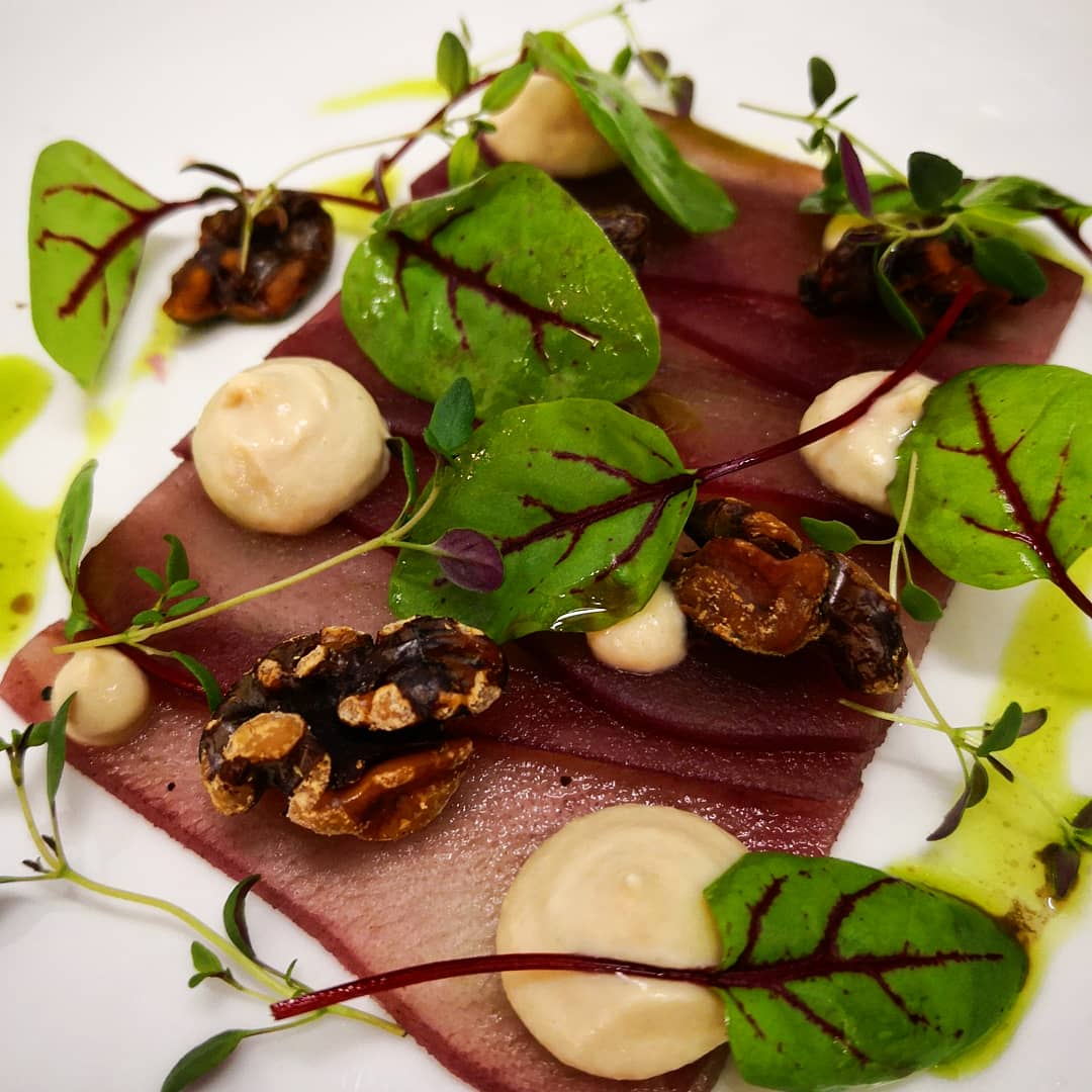 Red wine poached pear walnut &amp; sorrel salad <a href="/SheffRestGuide/">Sheffield Restaurant</a>  <a href="/MichelinGuideUK/">The MICHELIN Guide</a> <a href="/SheffieldStar/">The Star, Sheffield</a>