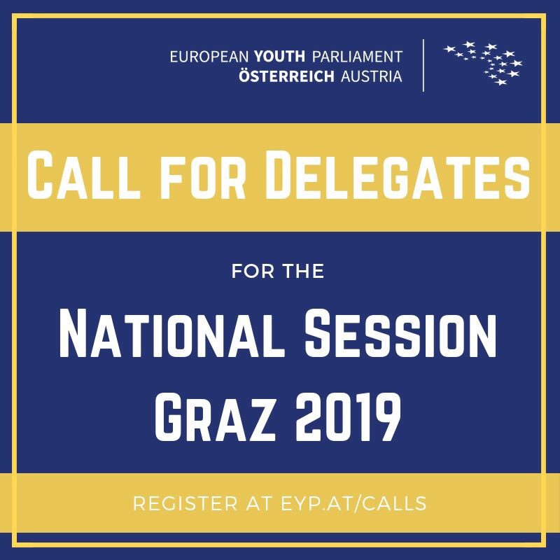 We are beyond excited to announce that the Call for Delegates for our annual flagship event is now open! You have until the 10th of March to register under eyp.at/calls and secure a spot at the National Session Graz 2019. We cannot wait to welcome you in Graz in April!