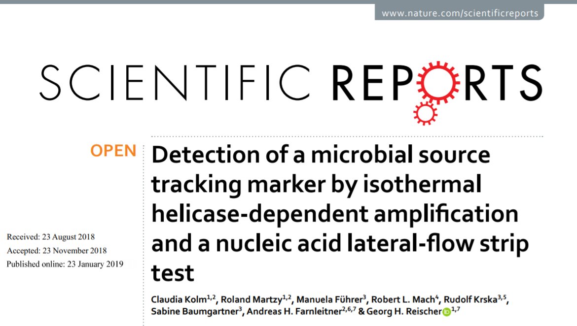 RudolfKrska's tweet photo. Identifying #faecal #pollution sources through the detection of a #microbial #sourcetracking marker by isothermal helicase-dependent amplification and a #nucleicacid lateral flow #striptest - the result of a great cooperation between @BOKUvienna and @tuvienna https://t.co/o3oR2Mwlcv
