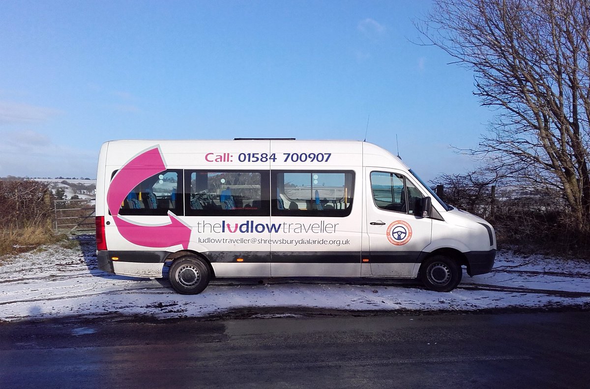 Mark our friendly driver took the 22 seater out to Tenbury returning via Wyson to bring passengers into Ludlow for some mid week provisions then over to Cleedownton and on to Doddington heights, Lovely winter scenery along the way with the snow on the hills. #Cleehills #Ludlow