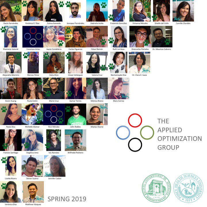 AppliedOptUPRM's tweet image. The Applied Optimization Group, Spring 2019 #AOGAchievers #UPRMEngineering #UPRMArstandSciences #PHSUPublicHealth #PHSUResearch #UPRMResearch