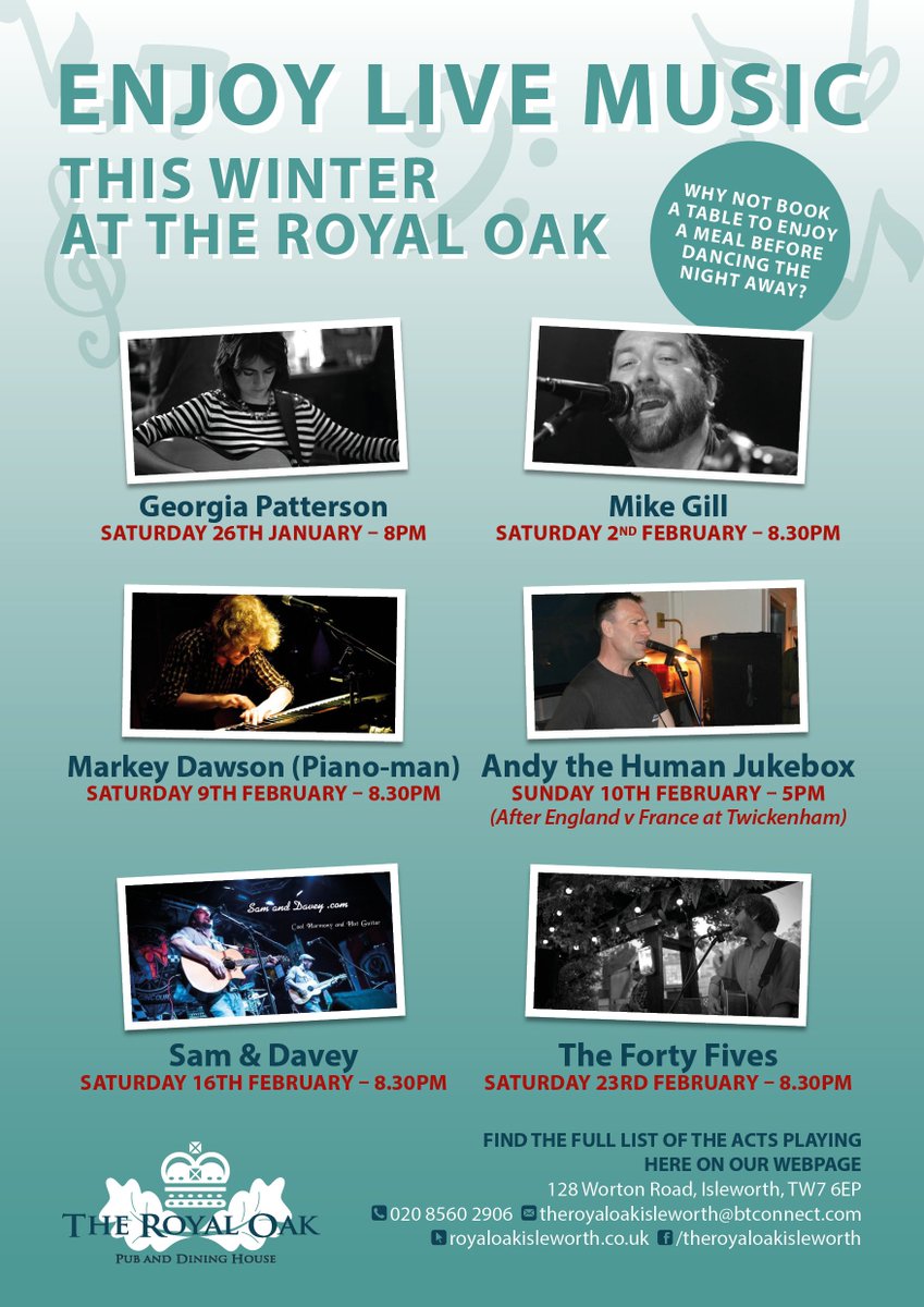 Royal Oak (@royaloaktw7) on Twitter photo Join us for our annual Burns Night Specials & Live Music this Weekend!
Enjoy a delicious selection of Scottish dishes from Fri to Sun. Our live music nights are back every Saturday night starting with the fabulous Rock Chic - Georgia Patterson in the bar from 8pm. <a href="/OIRFC/">Old Isleworthians RFC</a> Join us for our annual Burns Night Specials & Live Music this Weekend!
Enjoy a delicious selection of Scottish dishes from Fri to Sun. Our live music nights are back every Saturday night starting with the fabulous Rock Chic - Georgia Patterson in the bar from 8pm. <a href="/OIRFC/">Old Isleworthians RFC</a>
