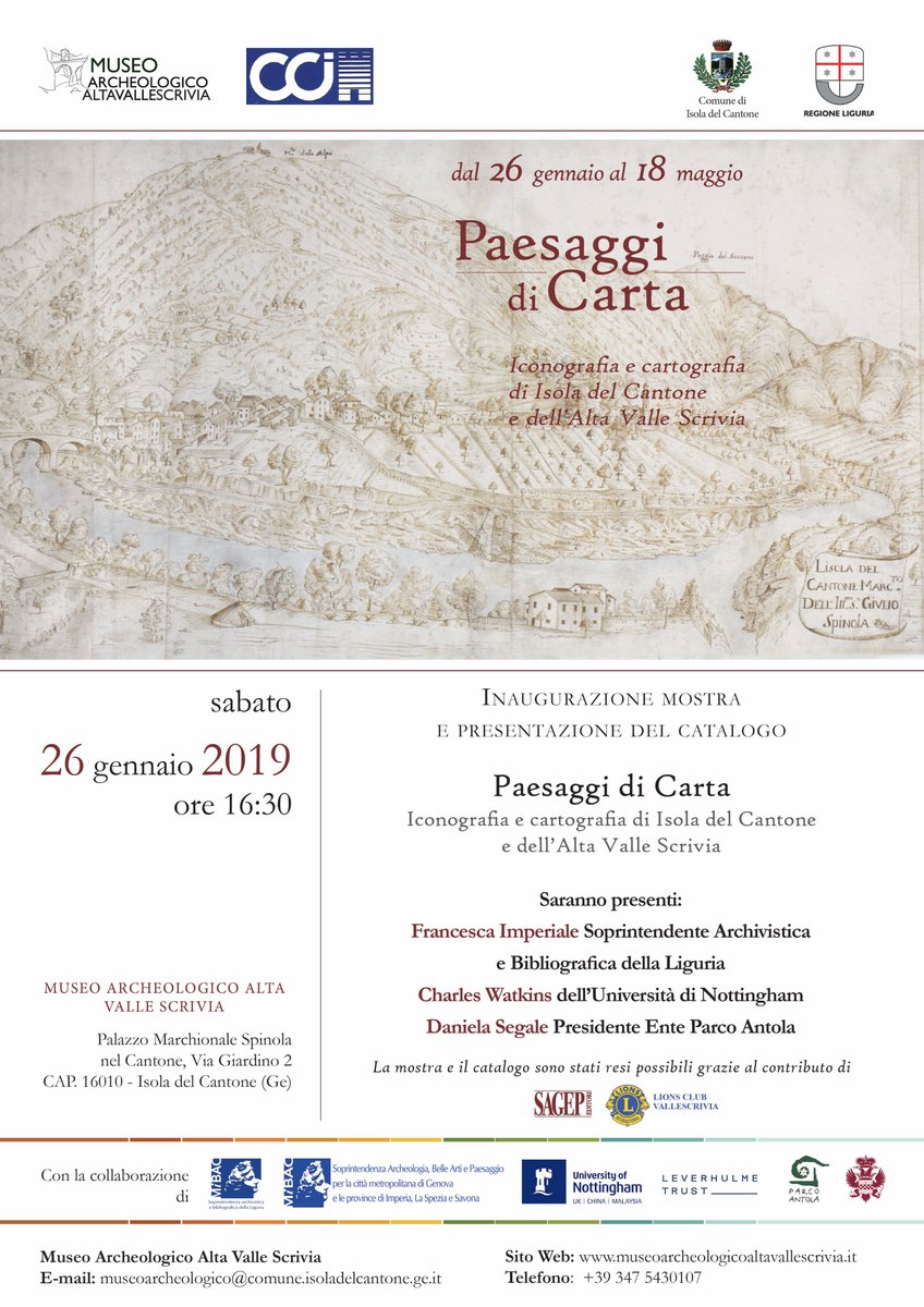 TopogArt's tweet photo. Paesaggi di Carta, an exhibition on topographical art and landscape of the #Scrivia Valley, opening on 26th Jan. It is part of the @Leverhulme funded grant on Topographic Art and Landscape in NW Italy @parcoantola @UoNGeography @UoNHumanities @BalzarettiRoss https://t.co/UinWNUa6Cw