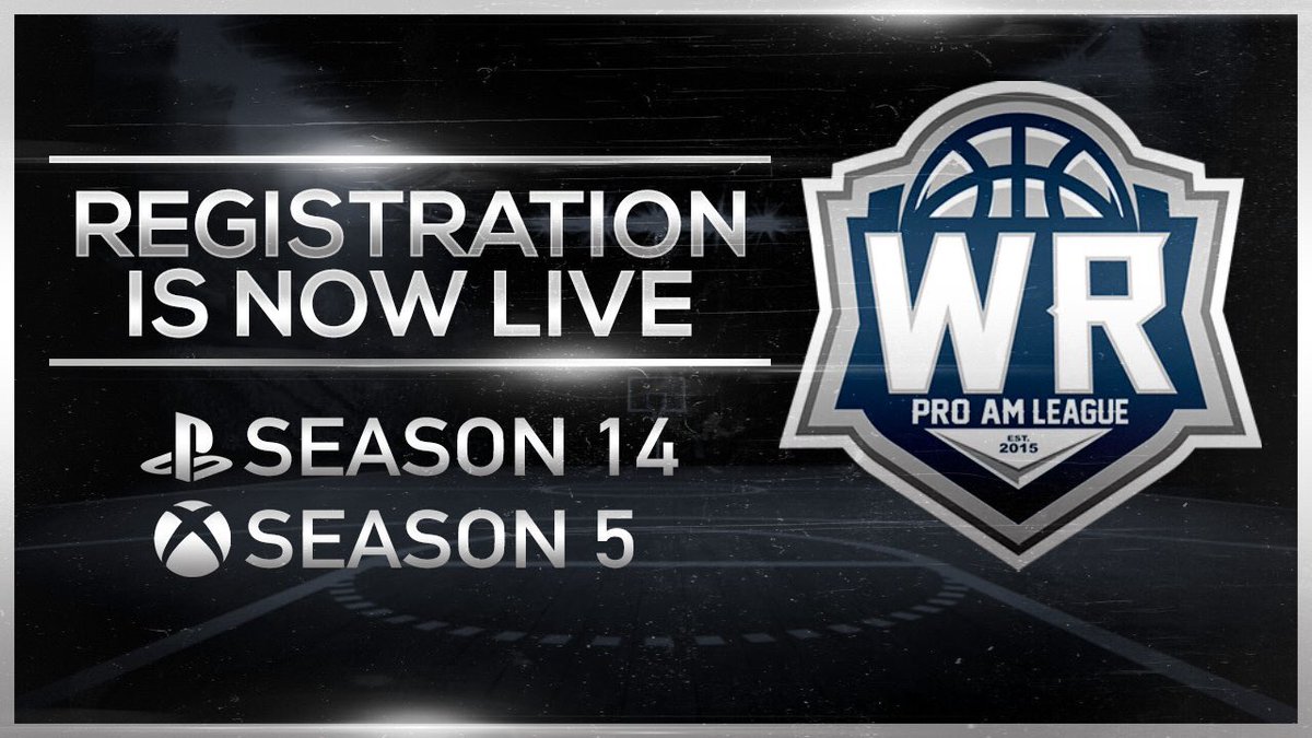 WRProAmLeague's tweet photo. 🚨🚨TWO MORE DAYS LEFT TO REGISTER FOR Season 14 (PS4) and Season 5 (Xbox) REGISTRATION ENDS FRIDAY NIGHT AT 12AM🚨🚨

To register go here: https://t.co/32OEA7iJNk 

#MakeYourselfKnown @2kCompGames #NBA2K19 @NBA2K https://t.co/p8AIrfCqii