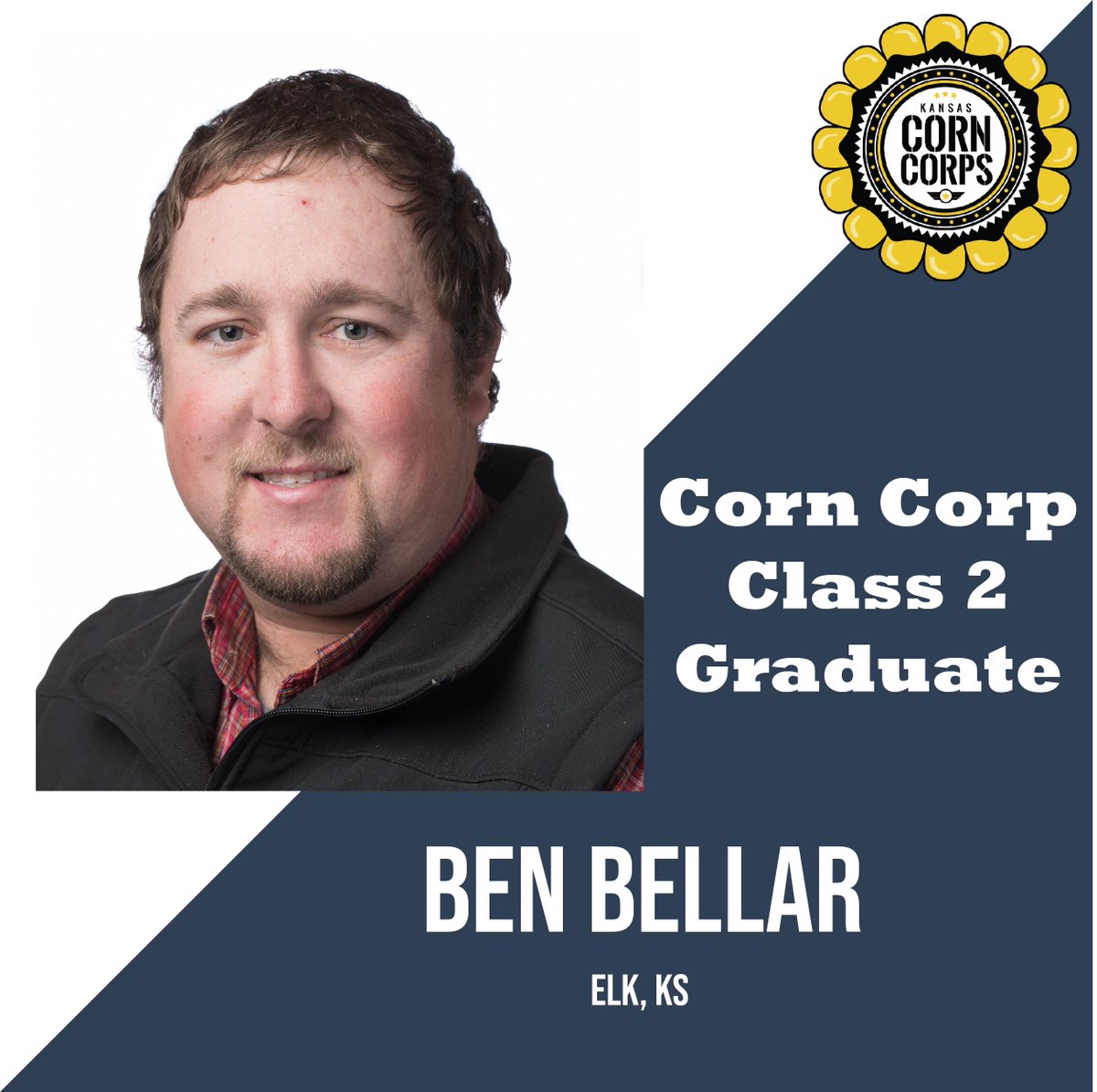 kscorn's tweet photo. Congratulations to Ben Bellar on graduation with the Kansas Corn Corps second class. We are proud to call you a leader in our industry. #kscorn #cornfedfarmerled #corncorps https://t.co/QpF0N0ubfG