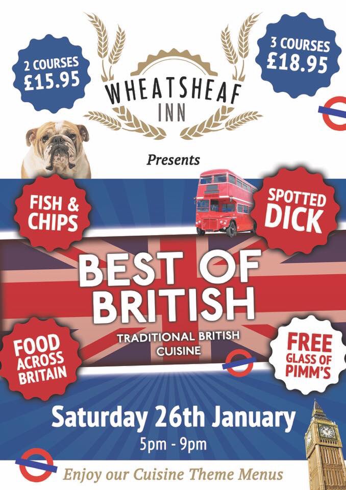 wheatsheafinnLC's tweet photo. Want some traditional British grub? Want to save the pennies? We’ve got you covered. This Saturday celebrate food from around Britain. #Bexhill #BestOfBritish https://t.co/LrSdz9OUaI