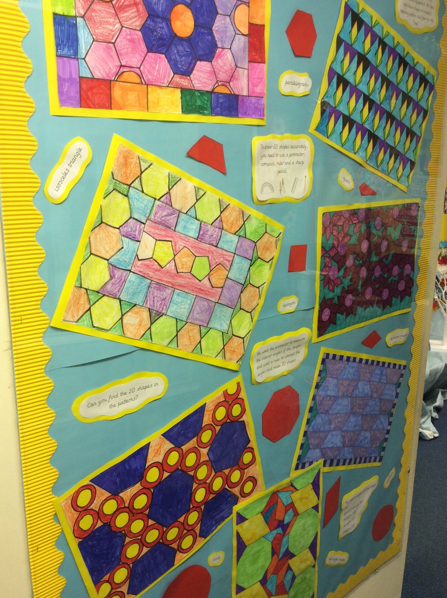 Fantastic maths shape work linked to our Creative Week on Wind in the Willows! The children used their maths skills to design a new floor for Toad Hall.