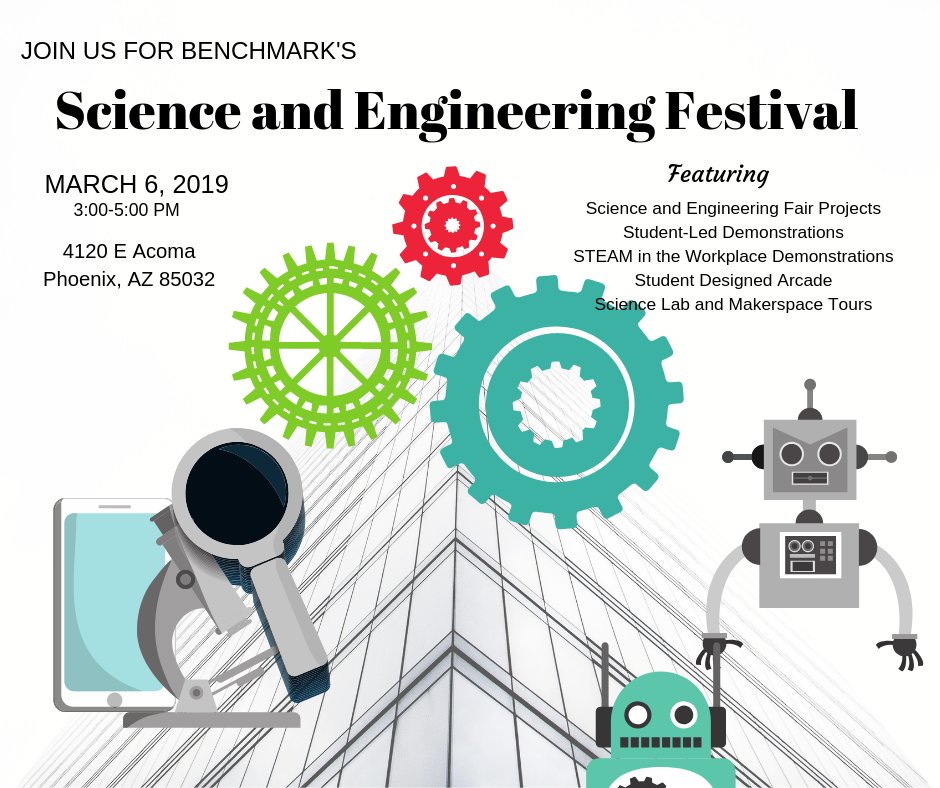 Benchmark4120's tweet image. Excitement is happening around our Science and Engineering Festival!  Can&apos;t wait to see it! #welovebenchmark #azscitech @GCU_SEA #azfamilyfriendly #STEAM #STEM #STEMeducation
