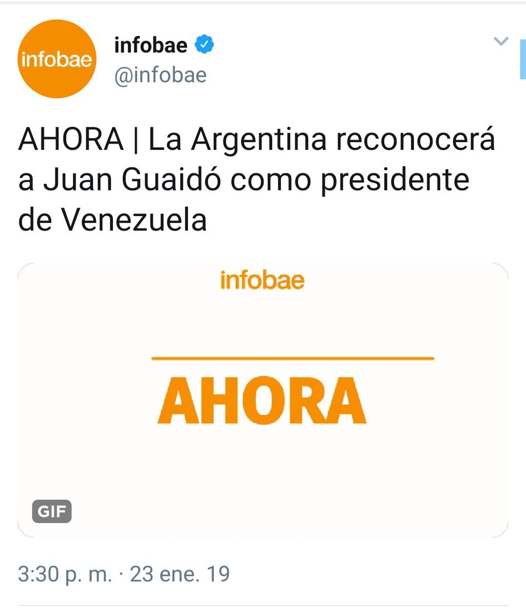 BravaPalabra's tweet photo. El gobierno de Mauricio Macri en Argentina reconocerá a Juan Guaidó como Presidente de Venezuela.
Tenemos Presidente #GritemosConBrio #23Ene https://t.co/Q4KmoPYTXE