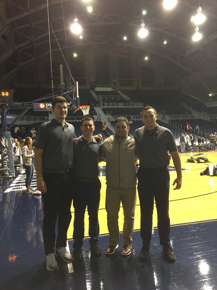 Always great to run into old mentors on the road! Managers <a href="/Steve_Pinone/">Steve Pinone Jr.</a>, <a href="/TheHarrisSE/">Harris</a> and Chris Montie got to reunite with Head Manager of the 2016 Championship Team and Current NCAA Coordinator of Championships and Alliances <a href="/A_MORT118/">Mort</a> in Indianapolis.