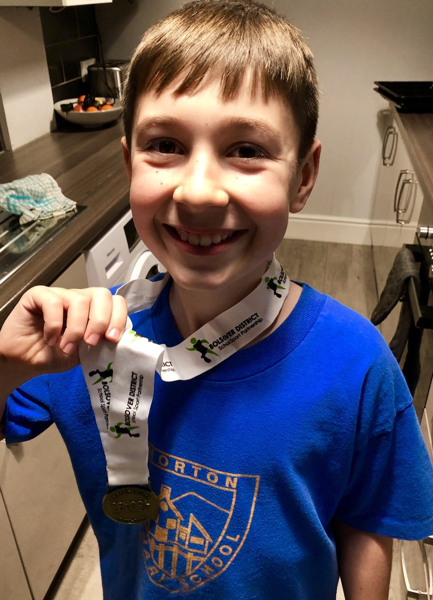 He’s only gone and won every race in the Bolsover district finals this afternoon, so proud of Cole and the Superstar Morton Primary school athletics team! <a href="/MortonPrimary/">Morton Primary School</a> #districtwinners #mightymightymorton #GoldMedal #bigsmiles