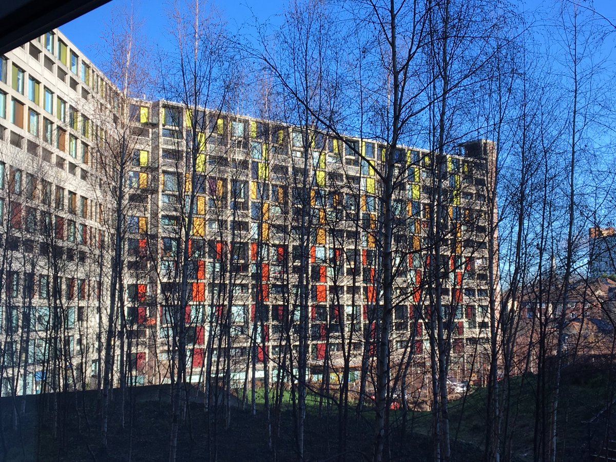 Sunshine on Park Hill flats this morning. Perfect place for post-yoga coffee and cake @southstreetkitchen .What a great life!