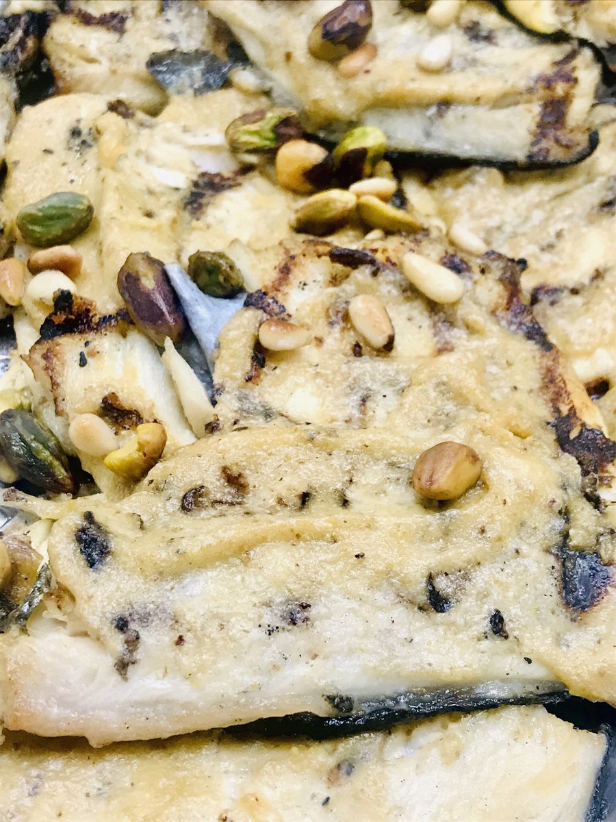 anewc13's tweet photo. Grilled trout with a toasted pistachio &amp; pine nut sauce. #cul285 #international #deltechculinary #Africancuisine https://t.co/O5Vc5S0sFt