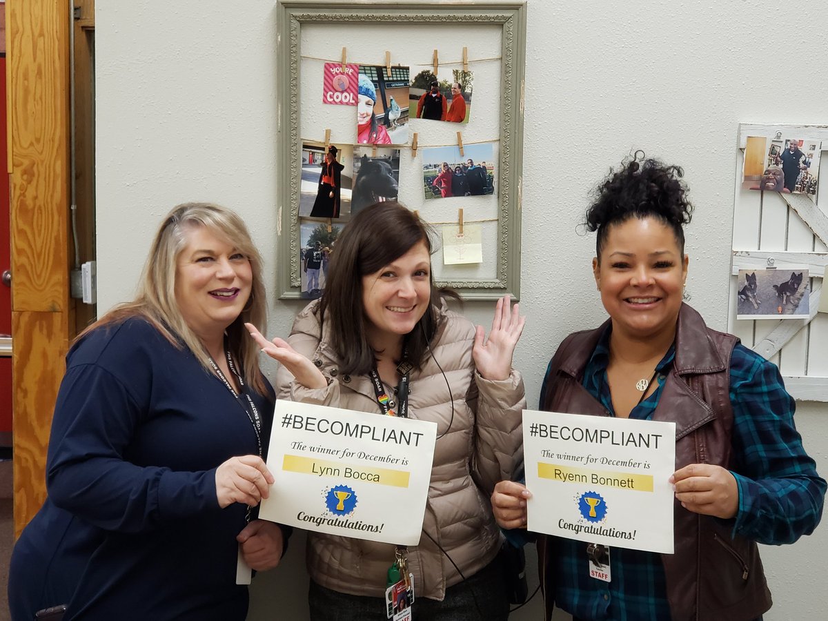 Congrats to @ryennb and @bella7074  for being the Dec #BECOMPLIANT secondary winners!!! @A_Klein09 @Cushman_FHS @JamesWoodsFSUSD @KristenWitt13 @DeanavLovesSpEd @kathry