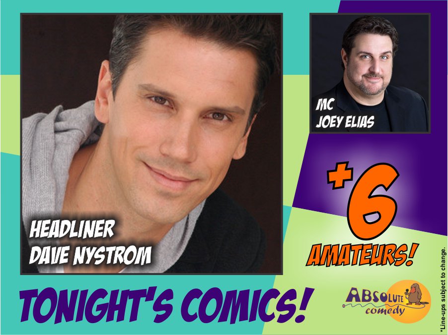absolutecomedy's tweet image. Tonight! Pro-Am Night! With headliner @davenystrom and host Joey Elias (@bruins_514)! 8:30pm! $8!

Call 416-486-7700 to reserve or buy online at absolutecomedy.ca! #ComedyTO