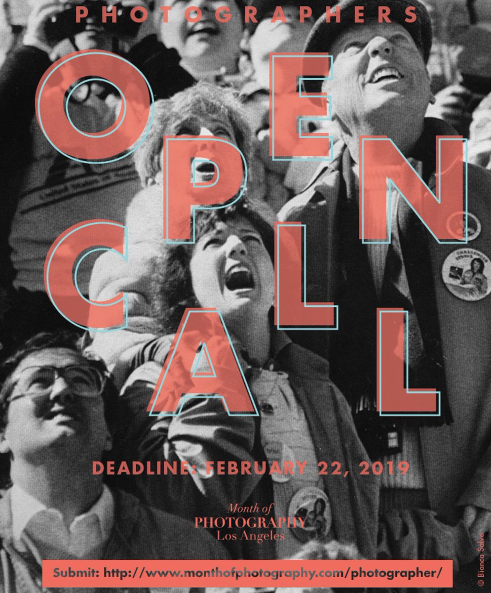MOPLA 2019 PHOTOGRAPHERS OPEN CALL!
Month of Photography LA is accepting submissions from photographers for the MOPLA Group Show, Analogue Portrait Project, Host Space Exhibitions,
Photo Book Exhibition, and Projections.
Learn More and Submit Your Work at ow.ly/lNoj30nqots
