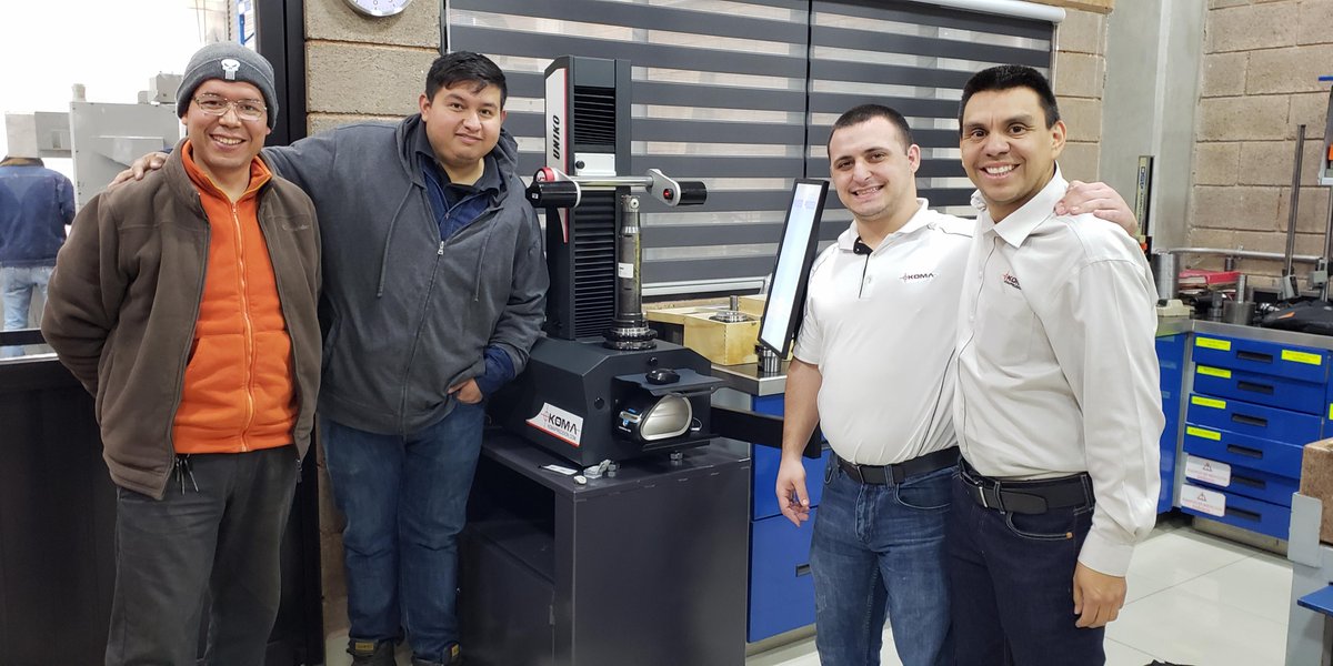 KomaPrecision's tweet photo. Adam, our Service Technician, recently traveled to Mexico to install a Uniko presetter for the company Rack &amp; Fixture. They'll be using the Uniko model to increase the speed of measuring their cutting tools by measuring offline while their machines are in use.
#KomaPrecision https://t.co/cG6zYOeftX