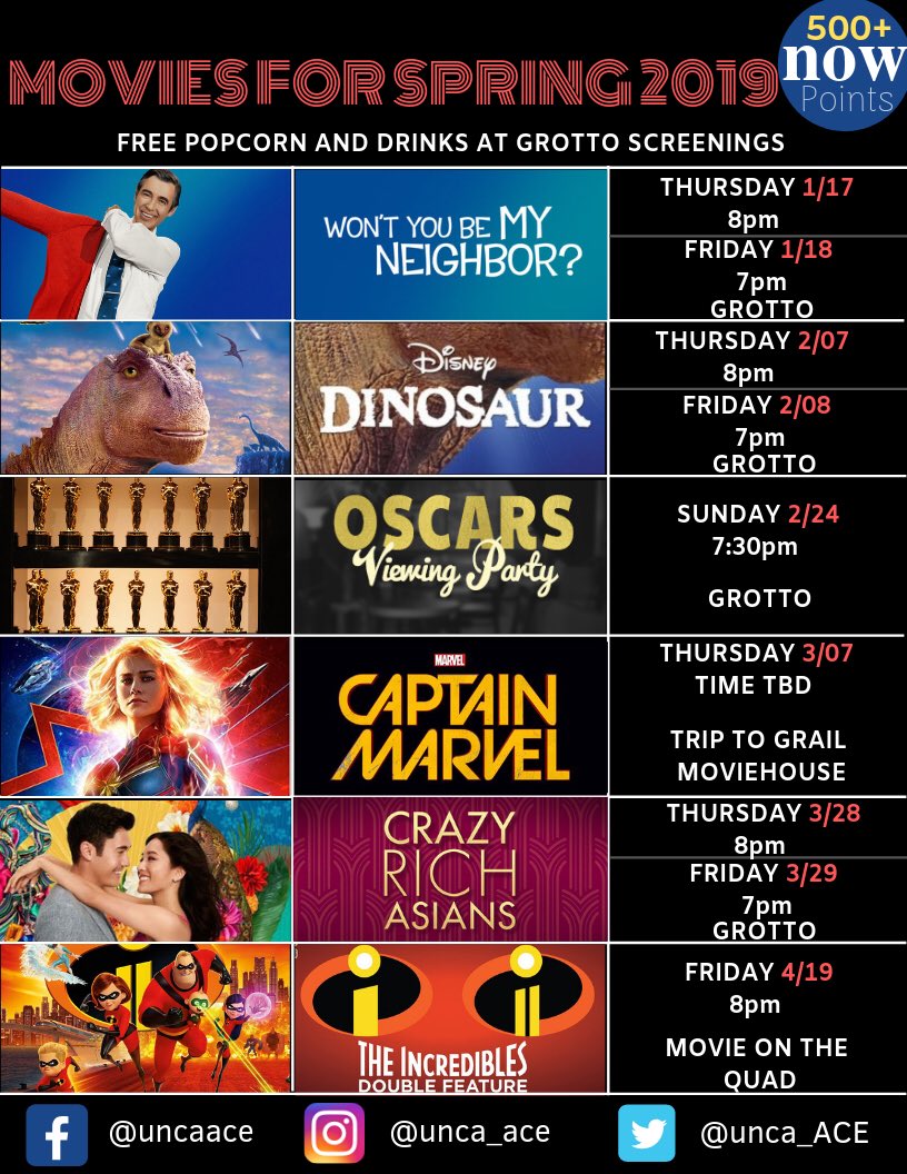 Comment which movie you’re most excited for this semester!! Free 🍿 and 🥤🥤 at Grotto showings!!!