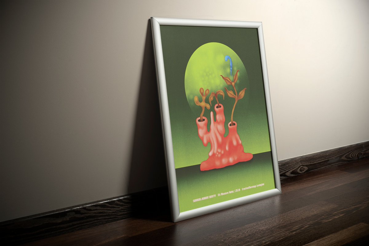 Check out this print design from our speaker, <a href="/EdSunspot/">Robert Beatty</a> for Friday's #CMSurreal event. We're giving away a poster to the first 50 attendees who bring their own coffee mug. It's all part of our effort to continue reducing waste at our events. See you at <a href="/21cLexington/">21c Lexington</a> Friday!