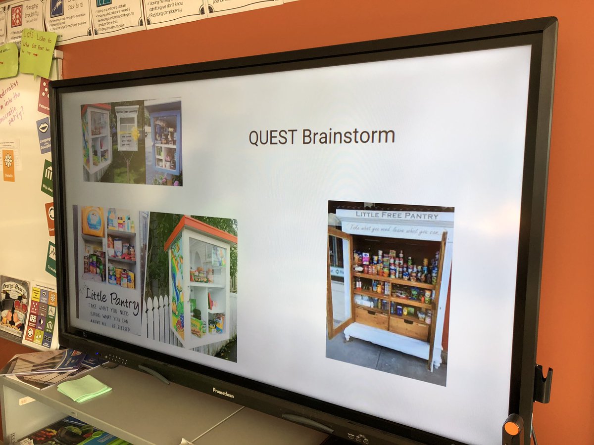 r_green623's tweet photo. Starting our Little Free Pantry brainstorming after a couple of 8th graders pitched the idea to 5th grade last week! #quest #4Dstrategy https://t.co/jCmEA9WPxQ