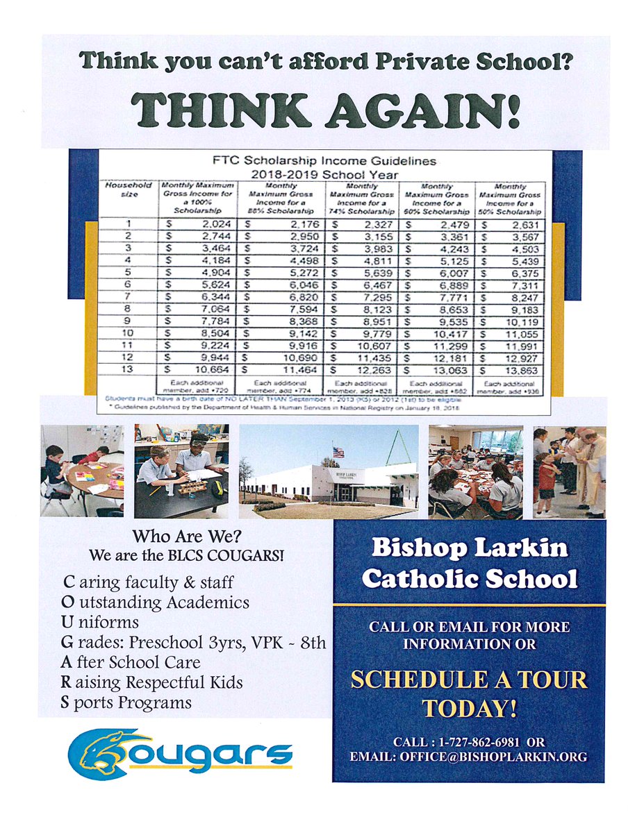 Scholarship Accepted! Check out our Facebook Page and Website
Facebook: facebook.com/bishoplarkin
Website: bishoplarkin.org