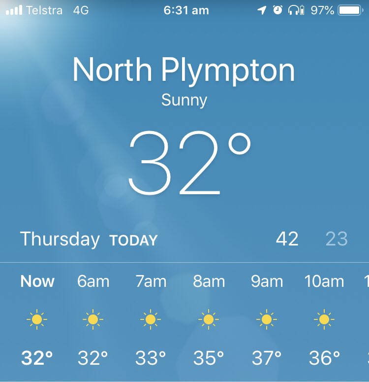 SauceWagner_23's tweet image. 32 degrees at 6:30 in the morning 🔥 #warmish #Adelaide