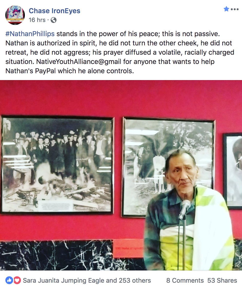 B34NS's tweet photo. @AnnCoulter @CassandraRules click baiting again. The real story is that this was staged by people who were organizers of the #IPMDC19 rally by #ChaseIronEyes #PhyllisYoung #RaymondKingfisher who were with #NathanPhillips Frmr Navy SEAL Shipley got his records. https://t.co/P04YetfTfu https://t.co/V9mrZuLrWq