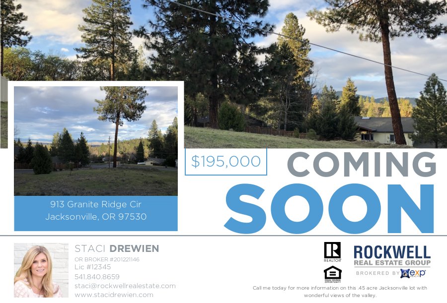 StaciDrewien's tweet photo. Here's a blank canvas in historic Jacksonville ready for your dream house. This .45 acre corner lot sits above the street to protect your views of the valley, Mt McLoughlin &amp; beyond. Contact me for more details. 

#JacksonvilleOR #OregonRealEstate #ViewProperty #RockwellGroup https://t.co/gKt4YGD24M