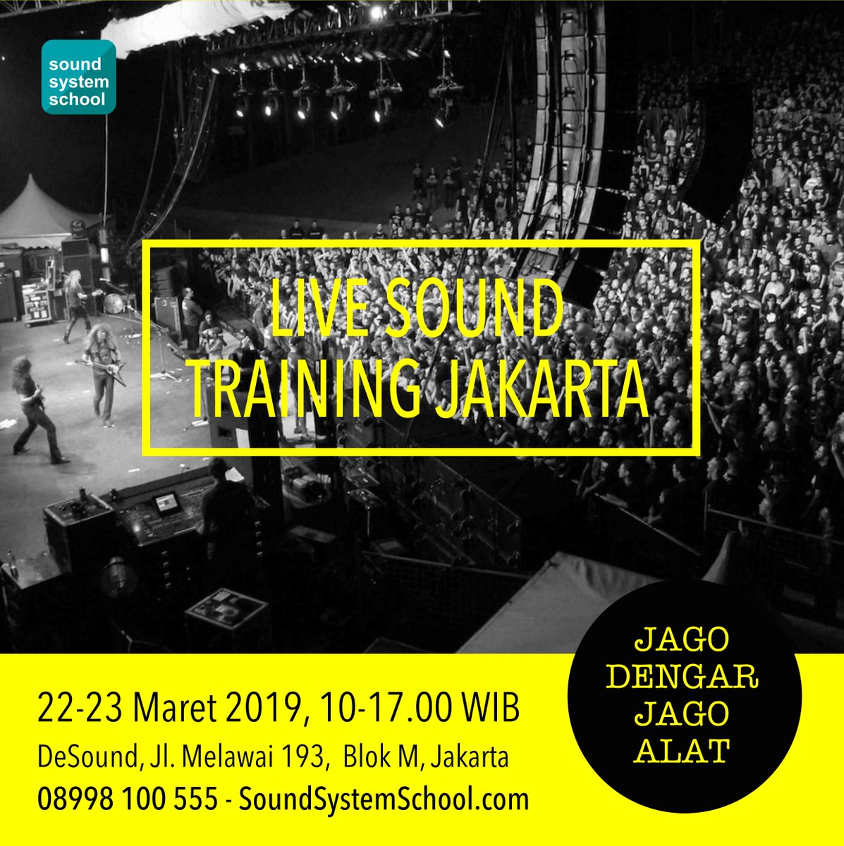 SoundSystemSch's tweet image. Soundman jempolan jago mendengar, jago alat 👌 Training live sound ini untuk menambah ilmu para soundman supaya makin jago. Kamu ikutan kan training live sound maret ini?

#soundsystemschool #soundtraining #livesound #soundwoman #soundman #goldenears #jagomendengarjagoalat