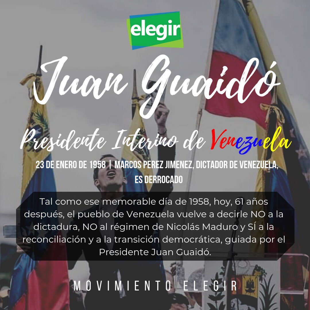 ELEGIR_uchile's tweet photo. ¡Histórica jornada para Venezuela! Ojalá sea el inicio de la liberación de un pueblo que ha sufrido mucho con la dictadura de Nicolás Maduro #GUAIDOPRESIDENTE https://t.co/VmKMl5wOt1