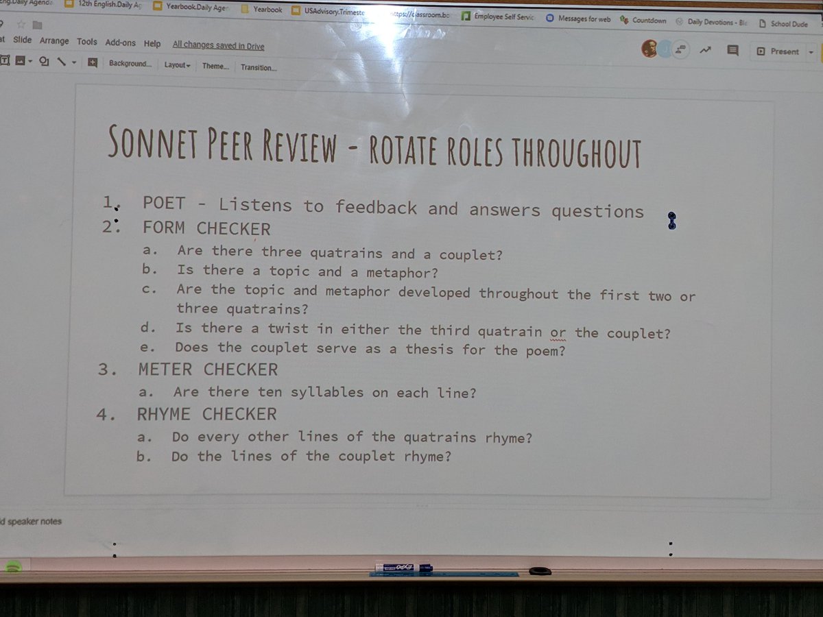 mepesek's tweet photo. Kids are actually really good at giving each other feedback, within structure and with a little coaching/practice. Loved the convos I heard in #AA9thEng today. Excited to hear their finished sonnets at our next Poetry Cafe. @ncte https://t.co/u8QVUcpss5