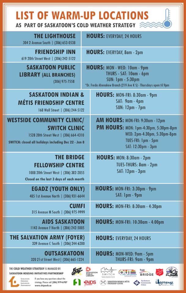 We appreciate all our Cold Weather Strategy Partners working to get everyone out of the cold! #coldweatherstrategy #yxe