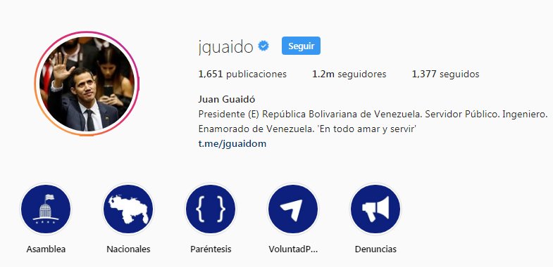 maibortpetit's tweet photo. Instagram reconoce a @jguaido como Presidente de la Republica Bolivariana de Venezuela. https://t.co/vXhhvbbfNi