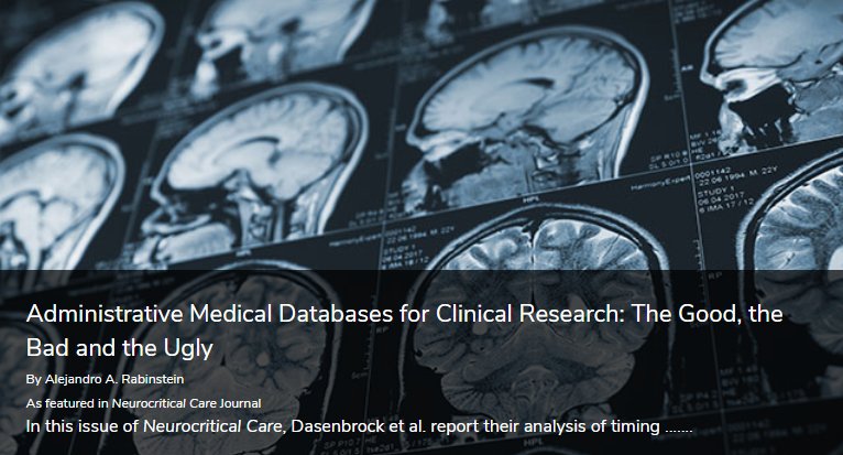neurocritical's tweet image. Read recent articles on administrative medical databases, mentorship, the future of neurocritical care research and more: currents.neurocriticalcare.org/home 
#neurocritical #medicaldatabase #research