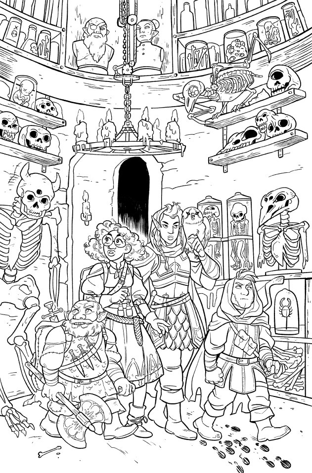 Working on some fun stuff for Rolled and Told, an awesome tabletop magazine from @lionforge! and now I have to color this, oh noooo 💀 