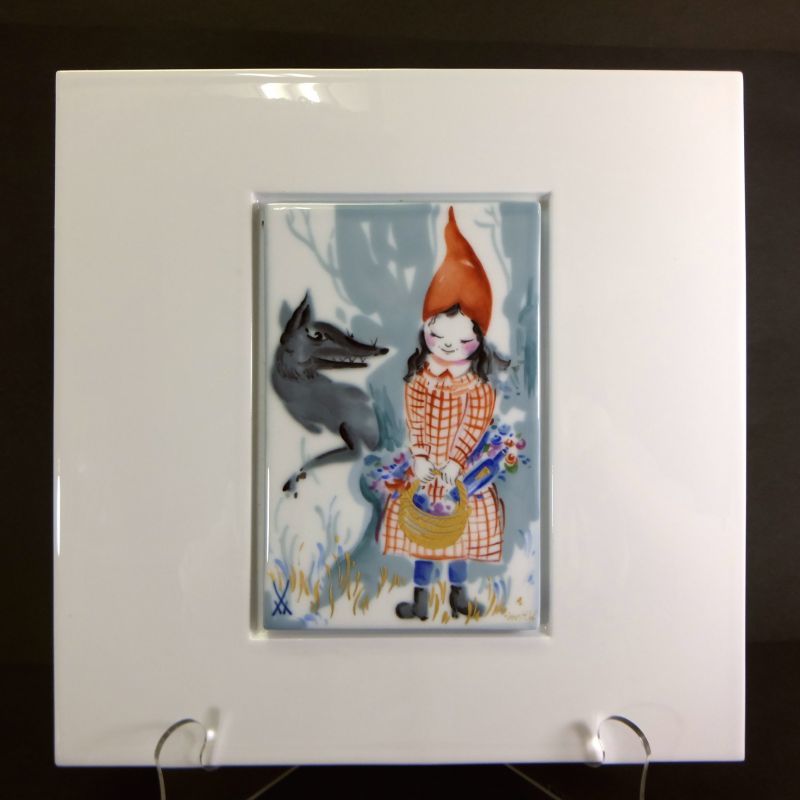 マイセン 壁掛け 赤ずきんちゃんと狼