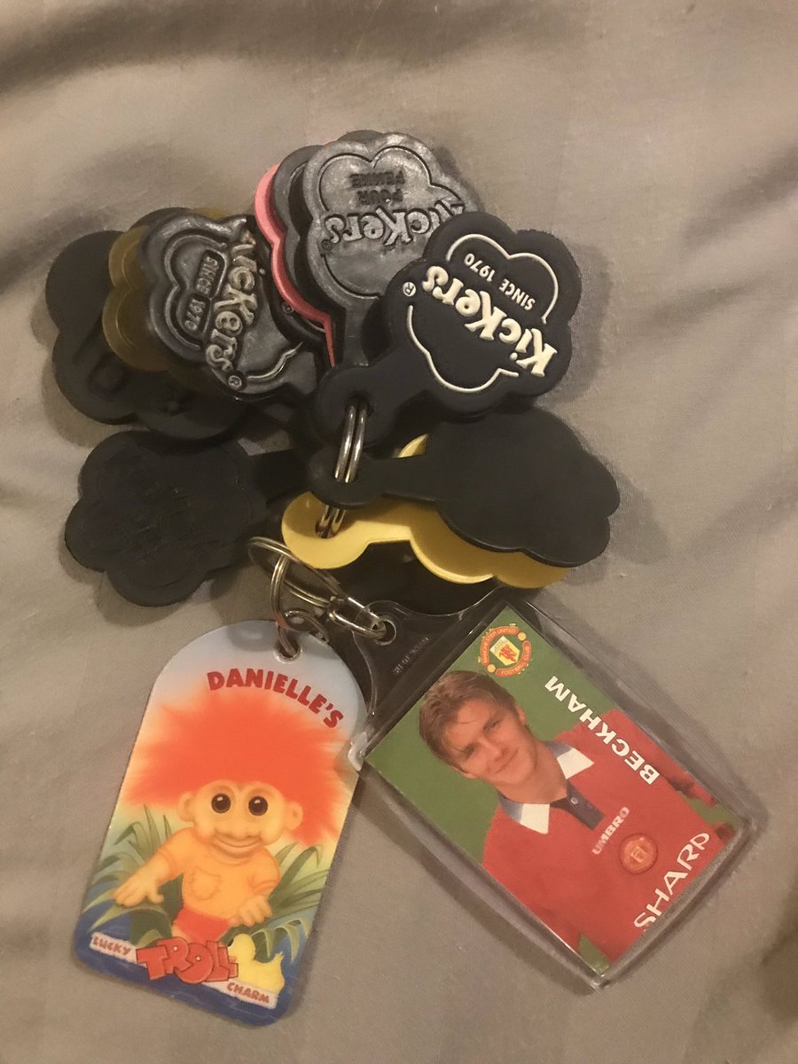 DAyresSolicitor's tweet image. Youngest is learning about “the olden days” &amp;amp;asked if I had any pictures or anything “weally old” of mine to take in! All I could find was the bear my dad bought the day I was born&amp;amp;my old school bag keyrings! Sorry Becks, guess that makes you “really old” too! #theoldendays