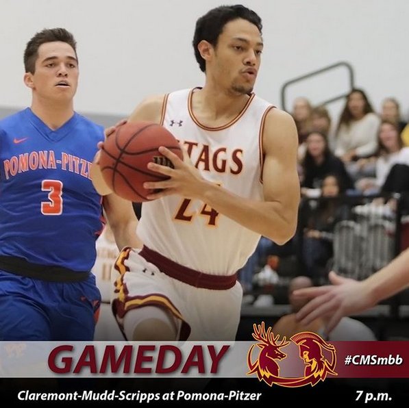 harveymudd's tweet photo. Support Mudders Ryan Kusch '19 (shown), Charles Meng '20 & Miles President '20 along with the rest of the CMS men's basketball team (7-1) tonight as they take on Pomona-Pitzer (8-0) in a battle for 1st place in league standings. Tip is at 7 pm at Voelkel Gymnasium. #GoCMS #CMSmbb https://t.co/6sGTmjvscW
