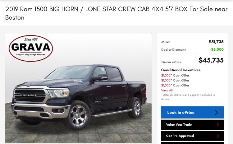 GravaCarsBoston's tweet photo. For the host with the most. The new 2019 Ram 1500 Big Horn Lone Star Crew Cab is perfect for you and everyone in your party. Take it home from Grava for $45,735!
https://t.co/OnprRLKTqR https://t.co/XFpdDxSHrD