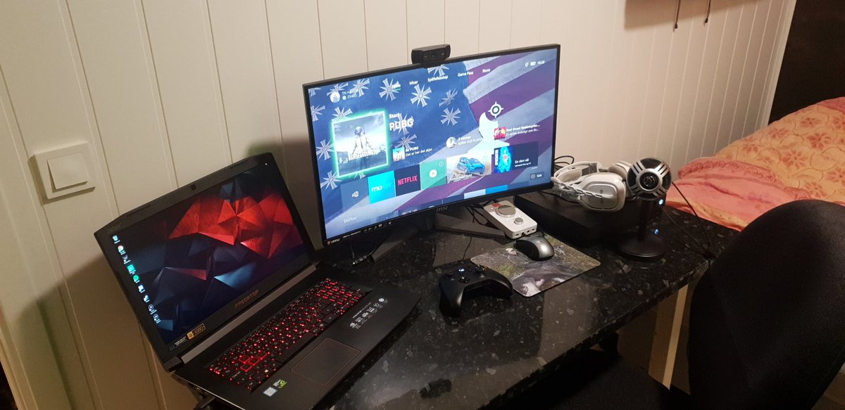 Haug961's tweet photo. Finally got the new setup up an running 😁 Lets go!! #MSI #Acer #Predator #watchmixer #mixerstreamer #T5ssd #A40 #XboxOneX #mixerstreamersunite https://t.co/xQ2gUKeutX